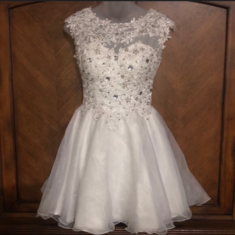 White wedding pageant short dress